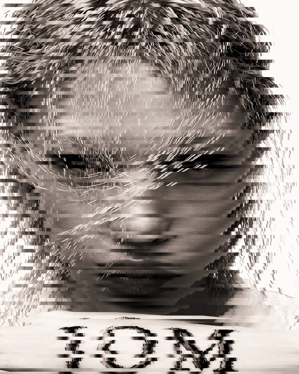 A portrait drawn from five moments of a studio film, woven into horizontal temporal bands.