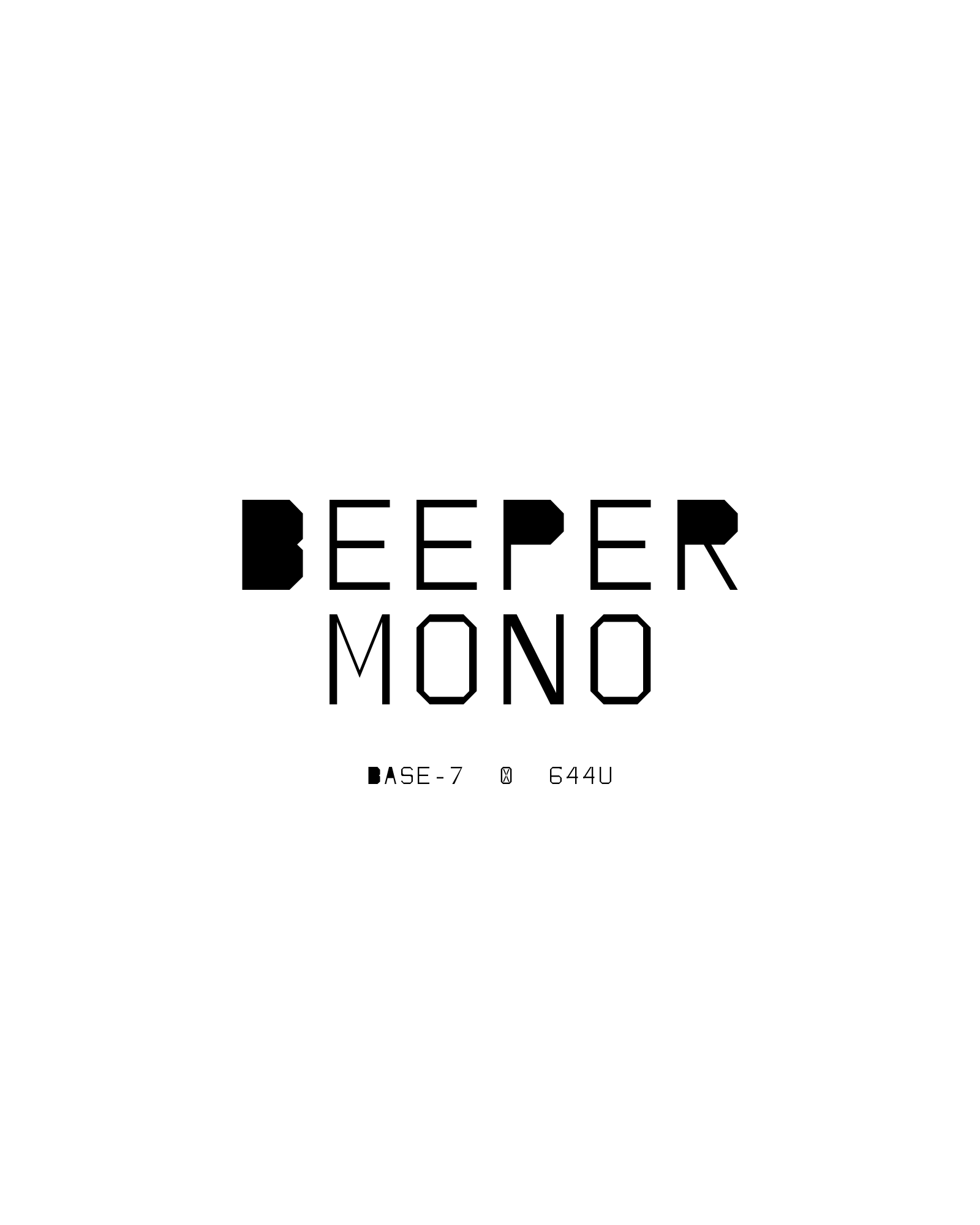 Beeper Mono specimen plate: the words BEEPER MONO set in the typeface on a white field.